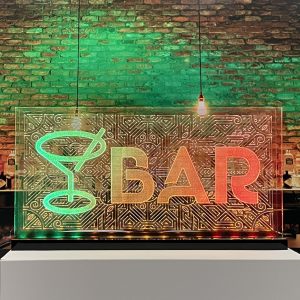 Enseigne signaltique LED 2d+ Bar Illustration vert Orange Rouge