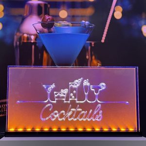 Enseigne signaltique LED 2d+ Cocktails 2 Bleu Blanc Orange