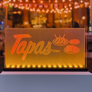 Enseigne signaltique LED 2d+ Tapas Rouge Jaune Rouge