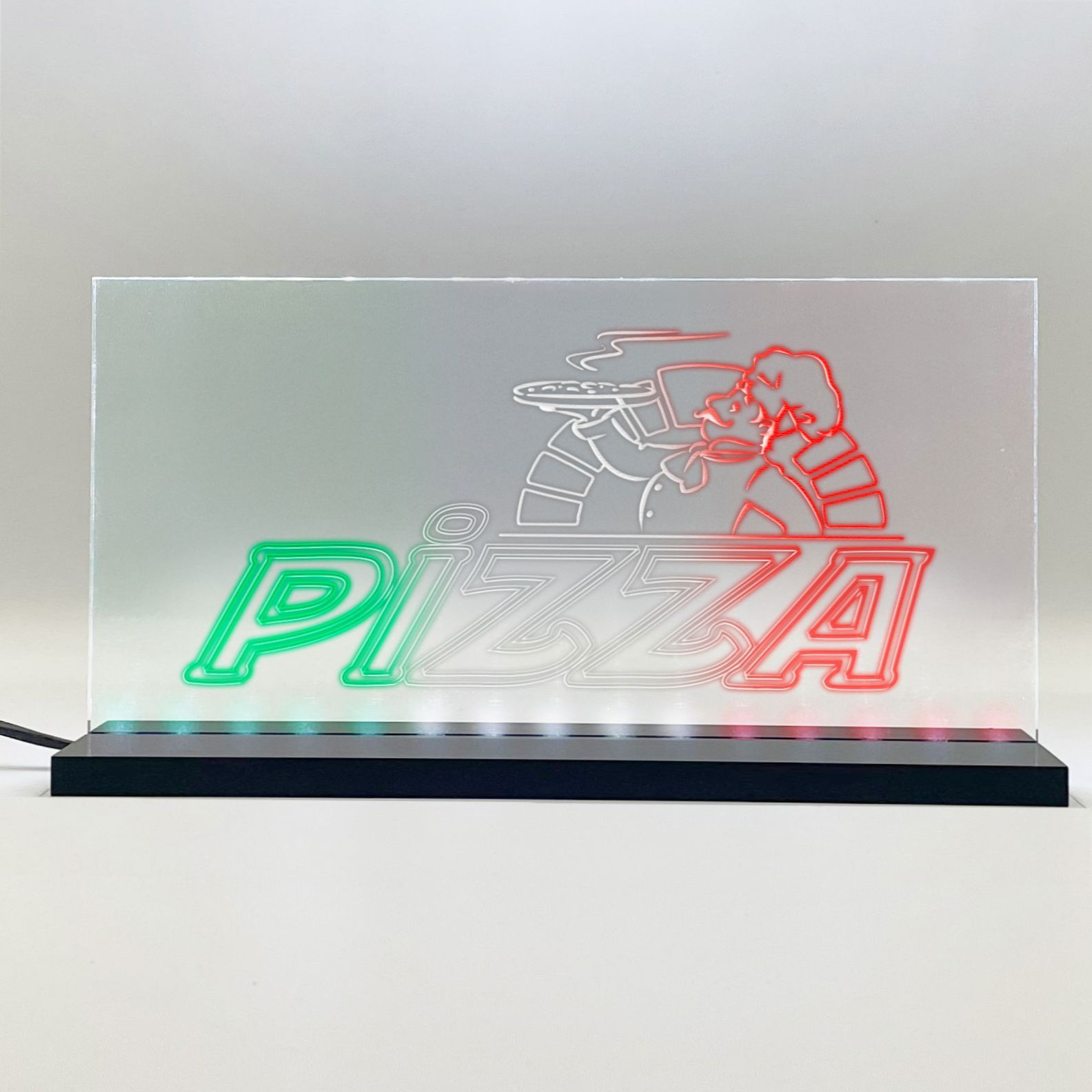 Enseigne LED Pizzeria Basic Pro Pizza Vert Blanc Rouge