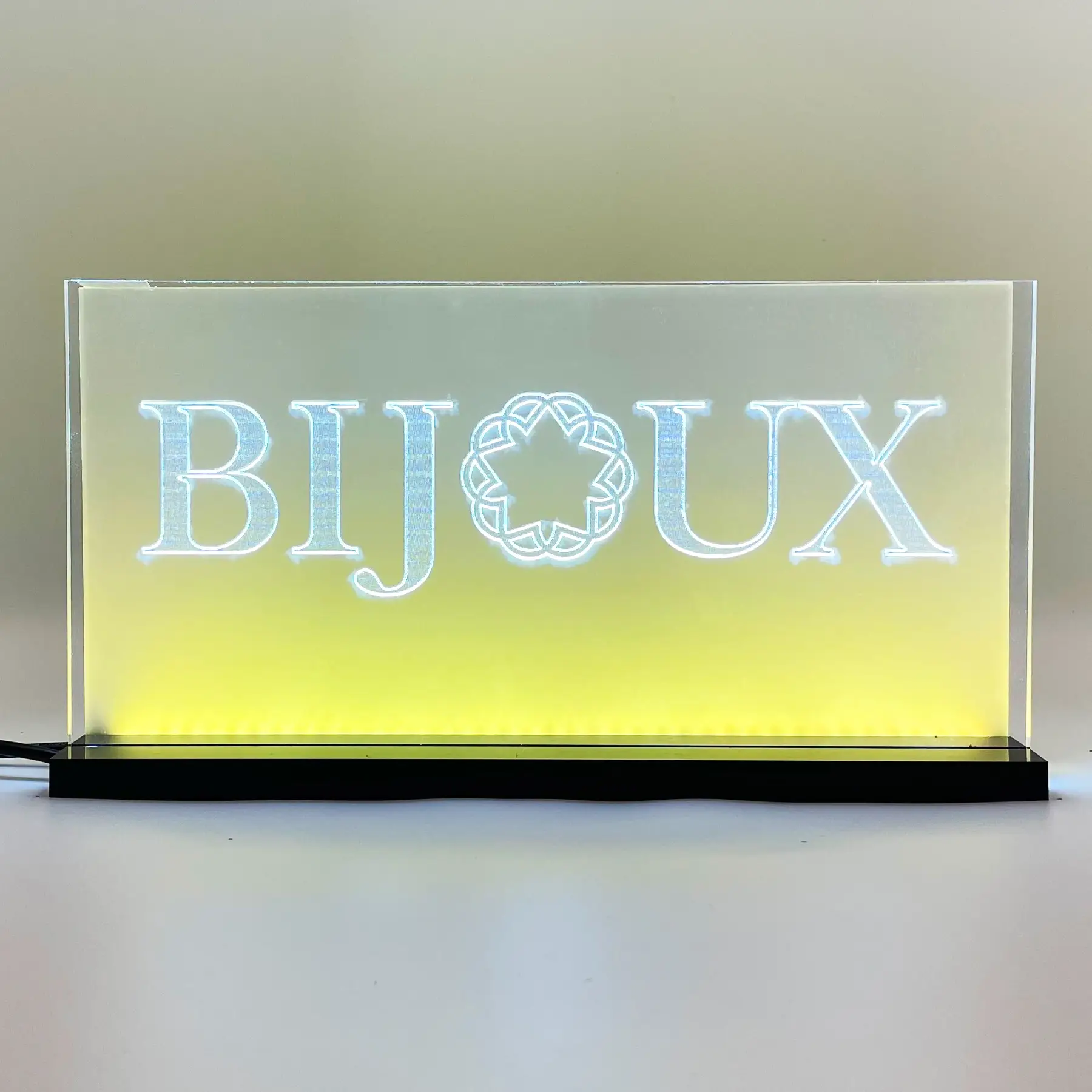 Enseigne signalétique LED Bijoux 2D+ Blanc Jaune