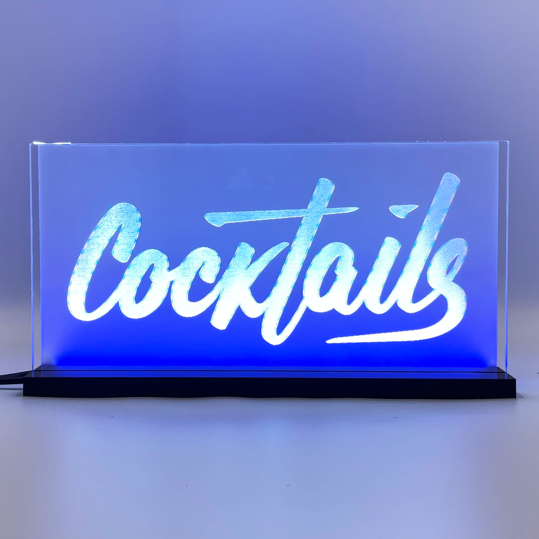 Signalétique LED Cocktails 2D+ Blanc Bleu