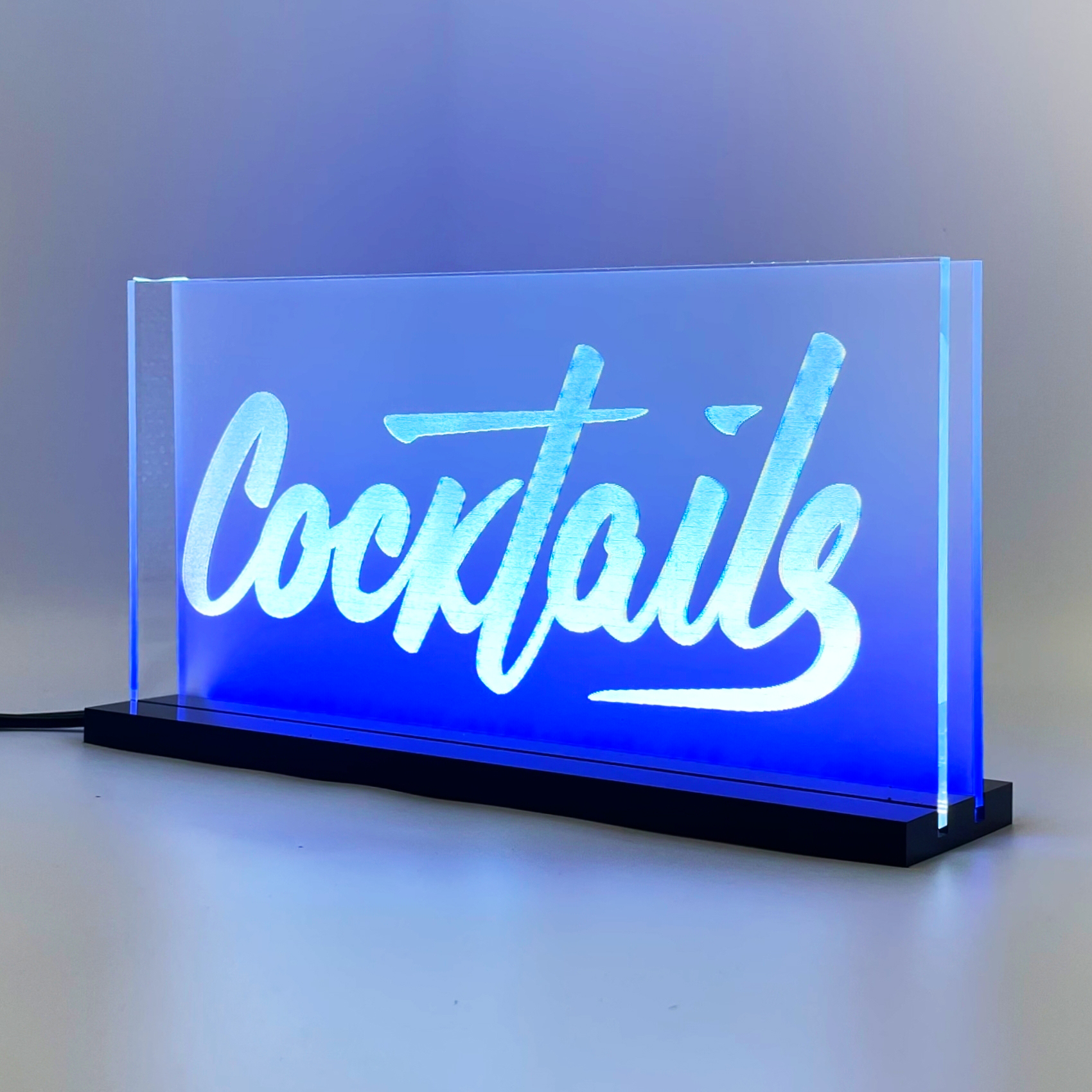 Signalétique LED Cocktails 2D+ Blanc Bleu