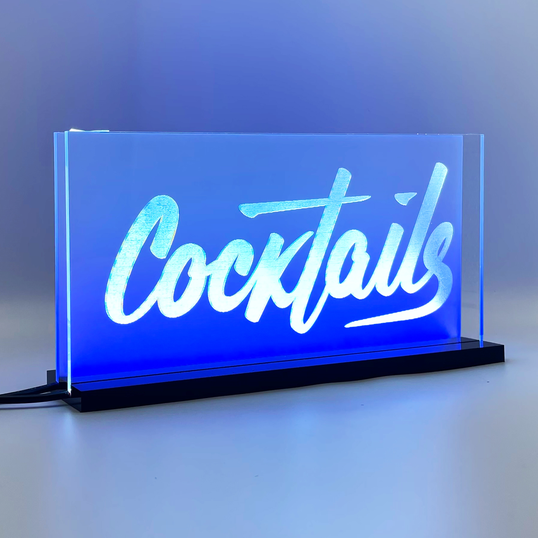 Signalétique LED Cocktails 2D+ Blanc Bleu