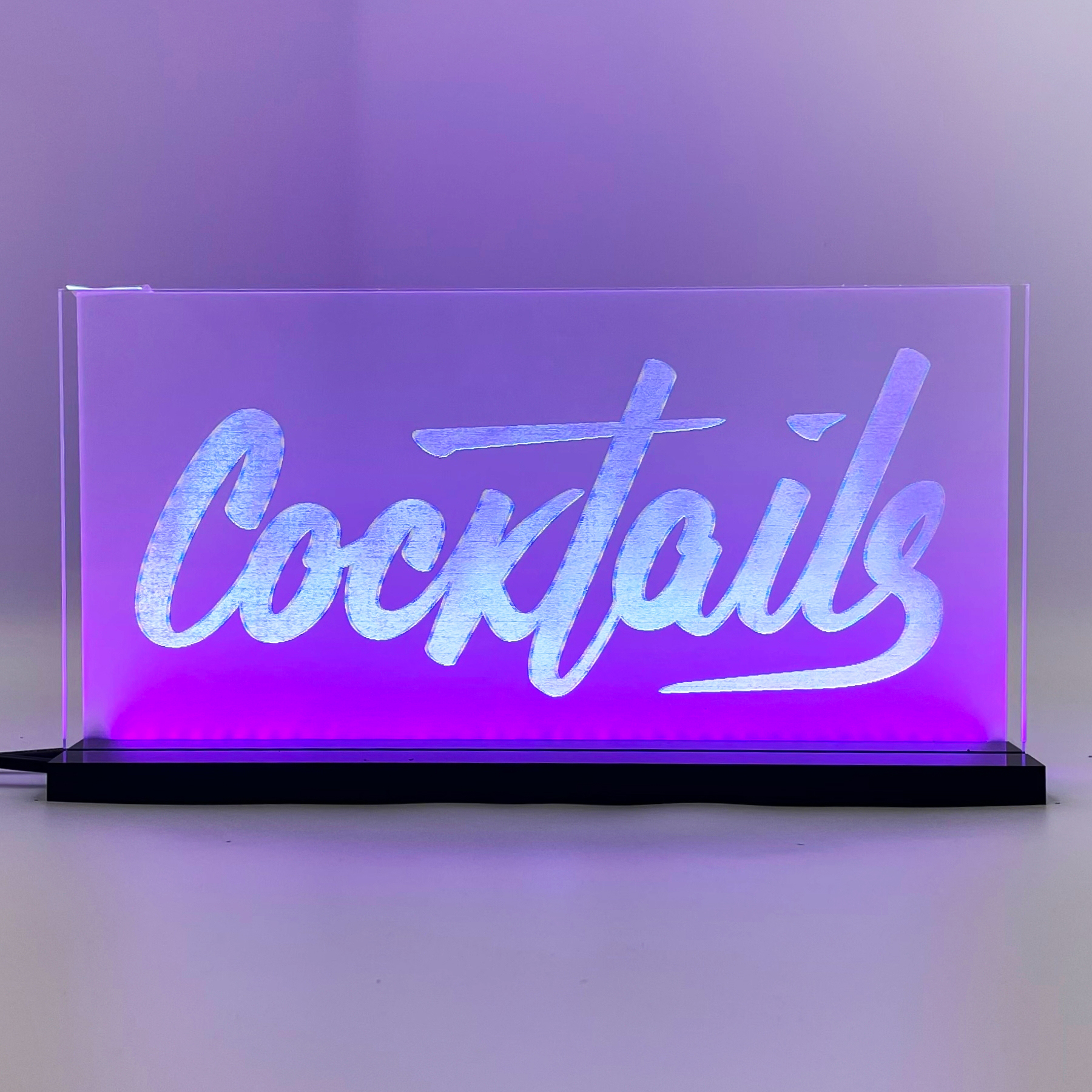 Signalétique LED Cocktails 2D+ Blanc Fuchsia