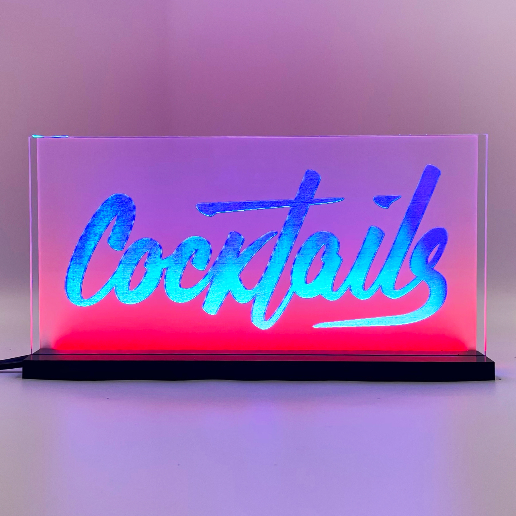 Signalétique LED Cocktails 2D+ Bleu Rouge