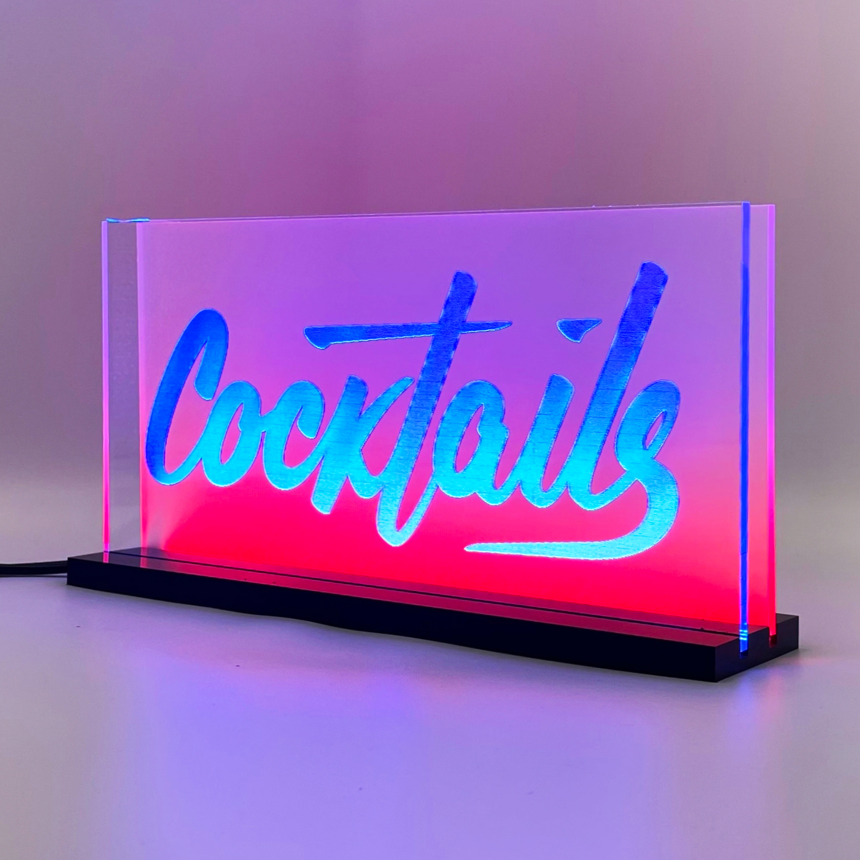 Signalétique LED Cocktails 2D+ Bleu Rouge