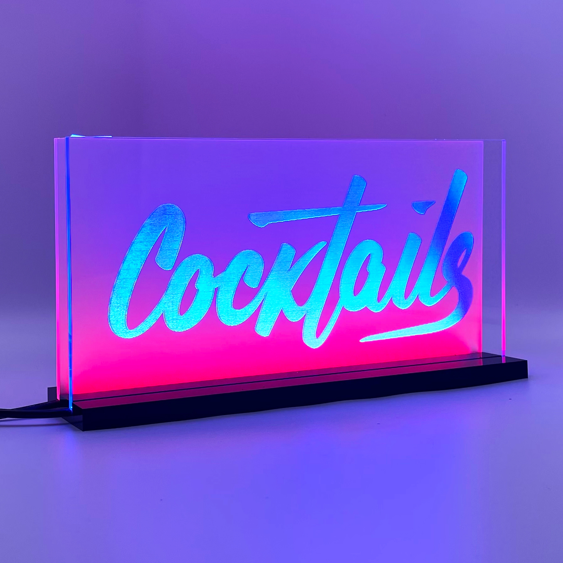 Signalétique LED Cocktails 2D+ Bleu Rouge