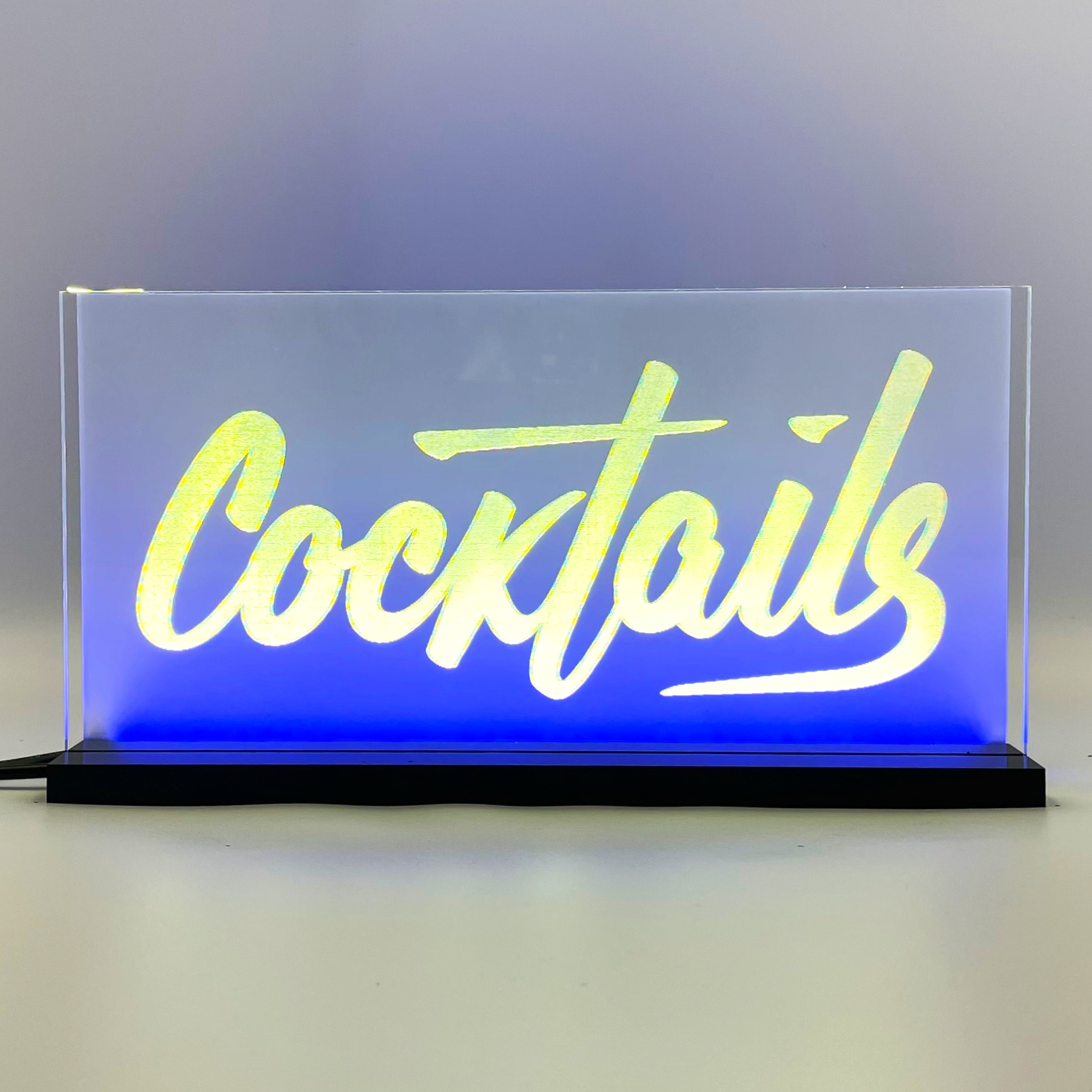 Signalétique LED Cocktails 2D+ Jaune Bleu