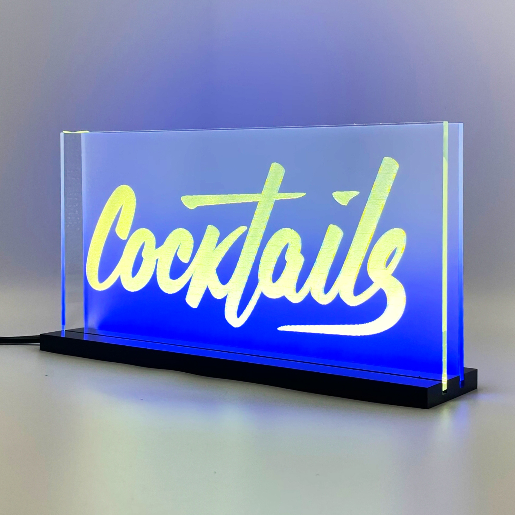 Signalétique LED Cocktails 2D+ Jaune Bleu