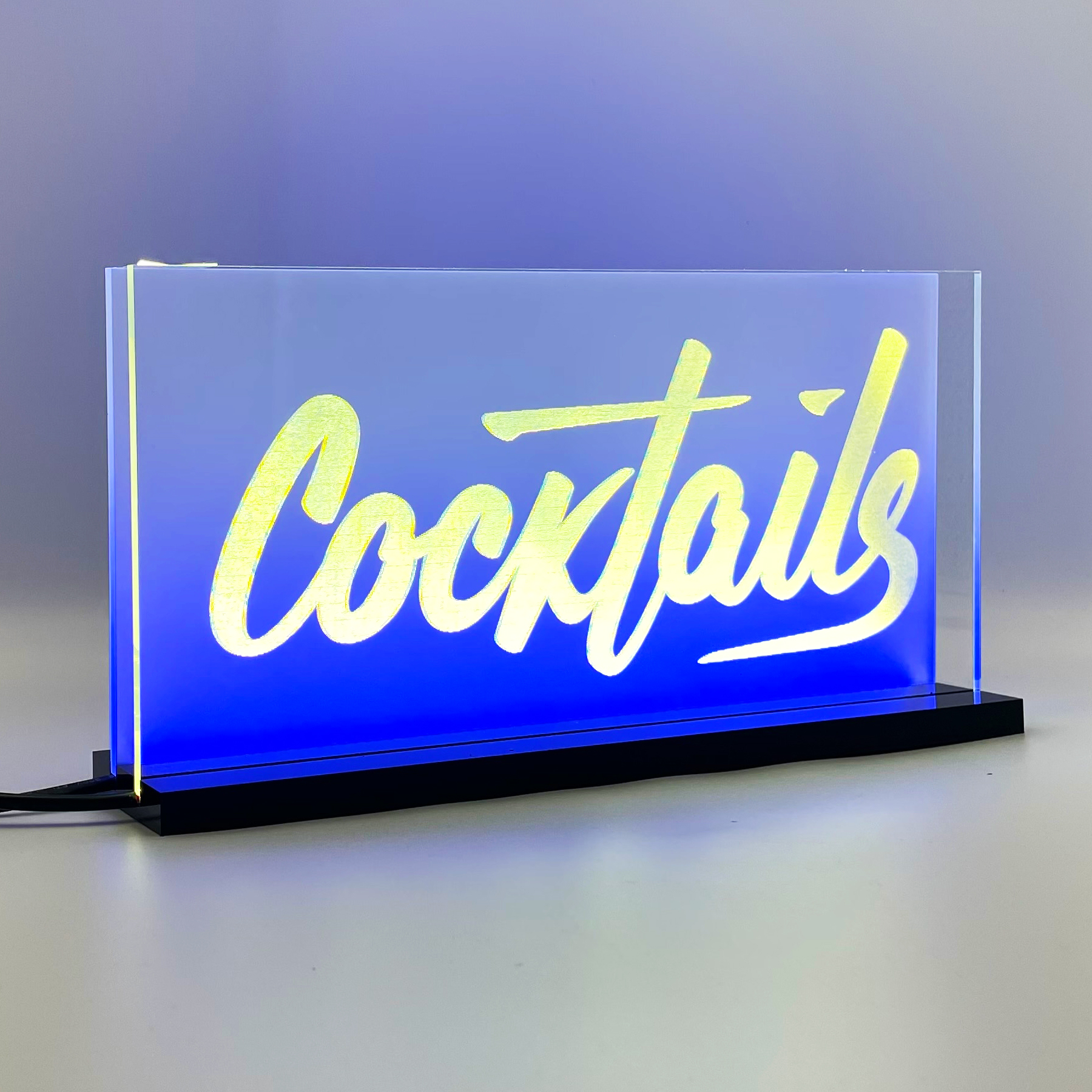 Signalétique LED Cocktails 2D+ Jaune Bleu