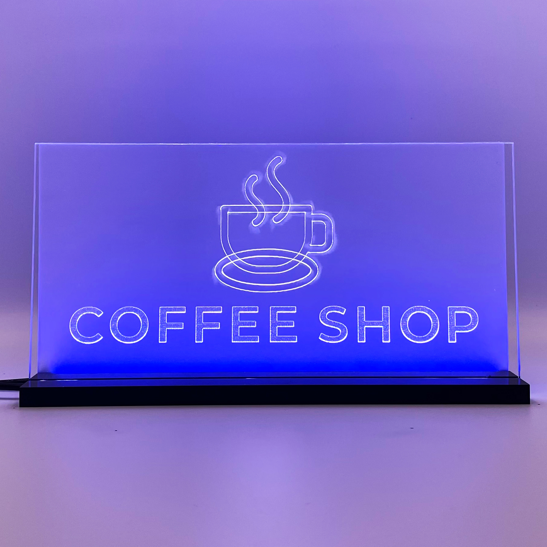 Signalétique lumineuse LED "CoffeeShop" 2D+ Blanc Bleu
