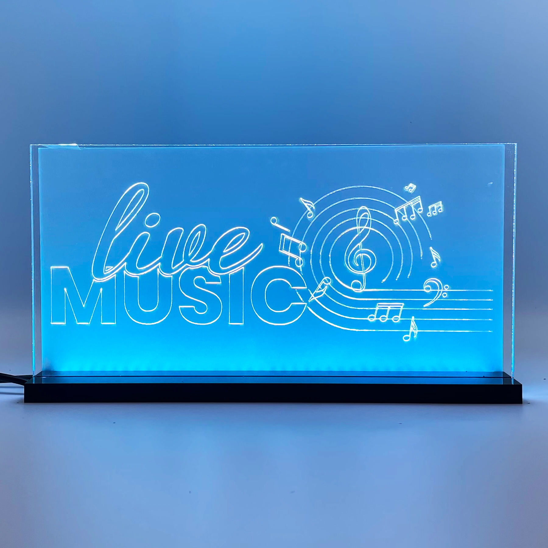 Enseigne LED lumineuse LiveMusic 2D+ Blanc Bleu glacial