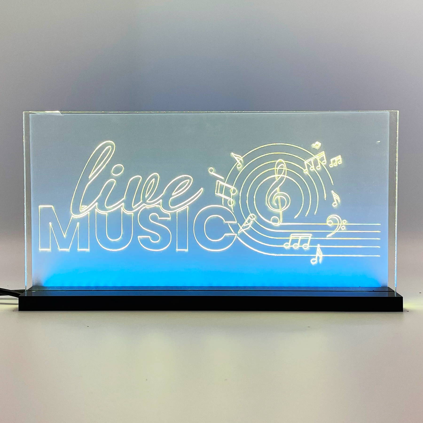Enseigne LED lumineuse LiveMusic 2D+ Jaune Bleu glacial