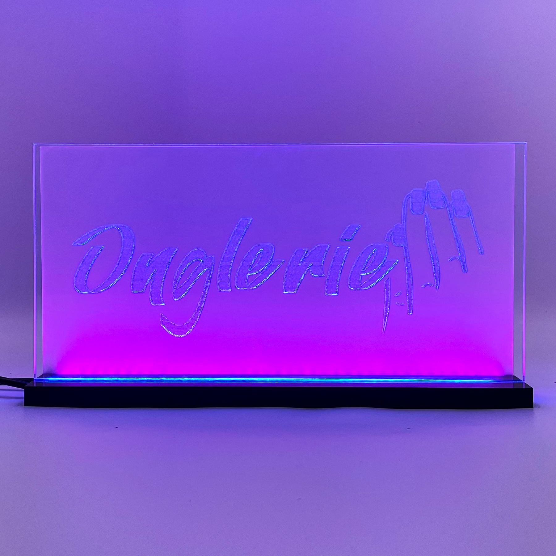 Enseigne lumineuse LED Onglerie 2d+ Bleu Fuchsia