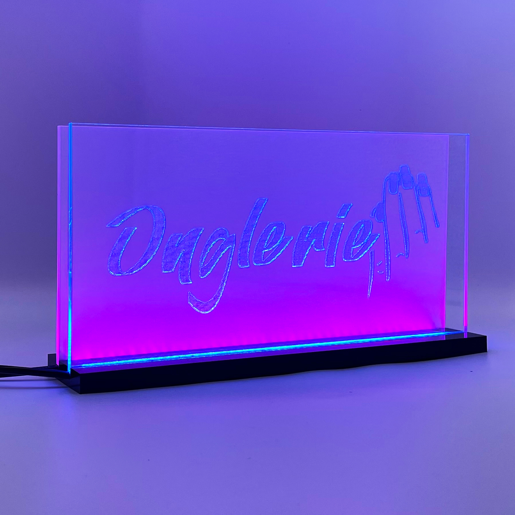 Enseigne lumineuse LED Onglerie 2d+ Bleu Fuchsia