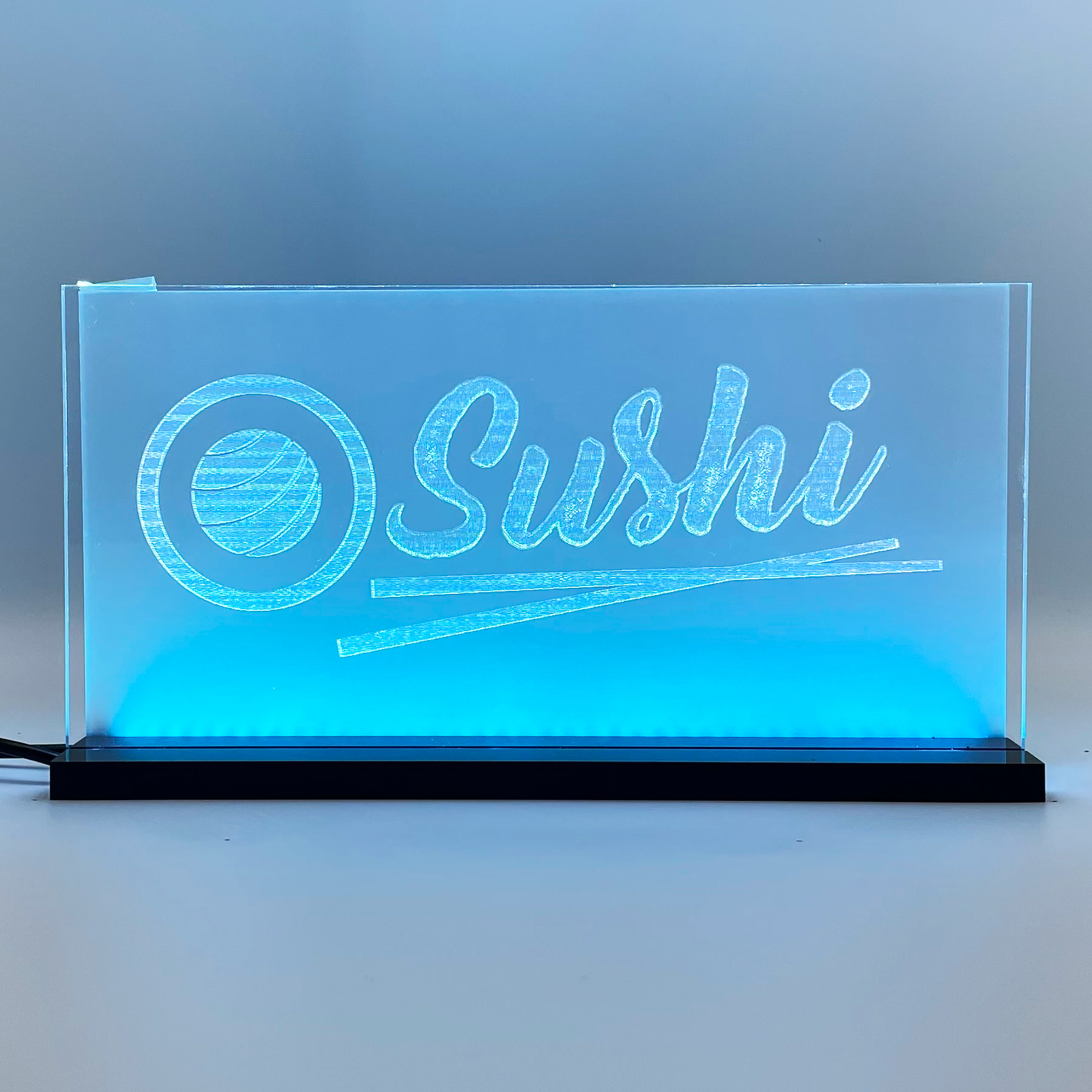 Enseigne LED Sushi 2D+ Blanc Bleu glacial