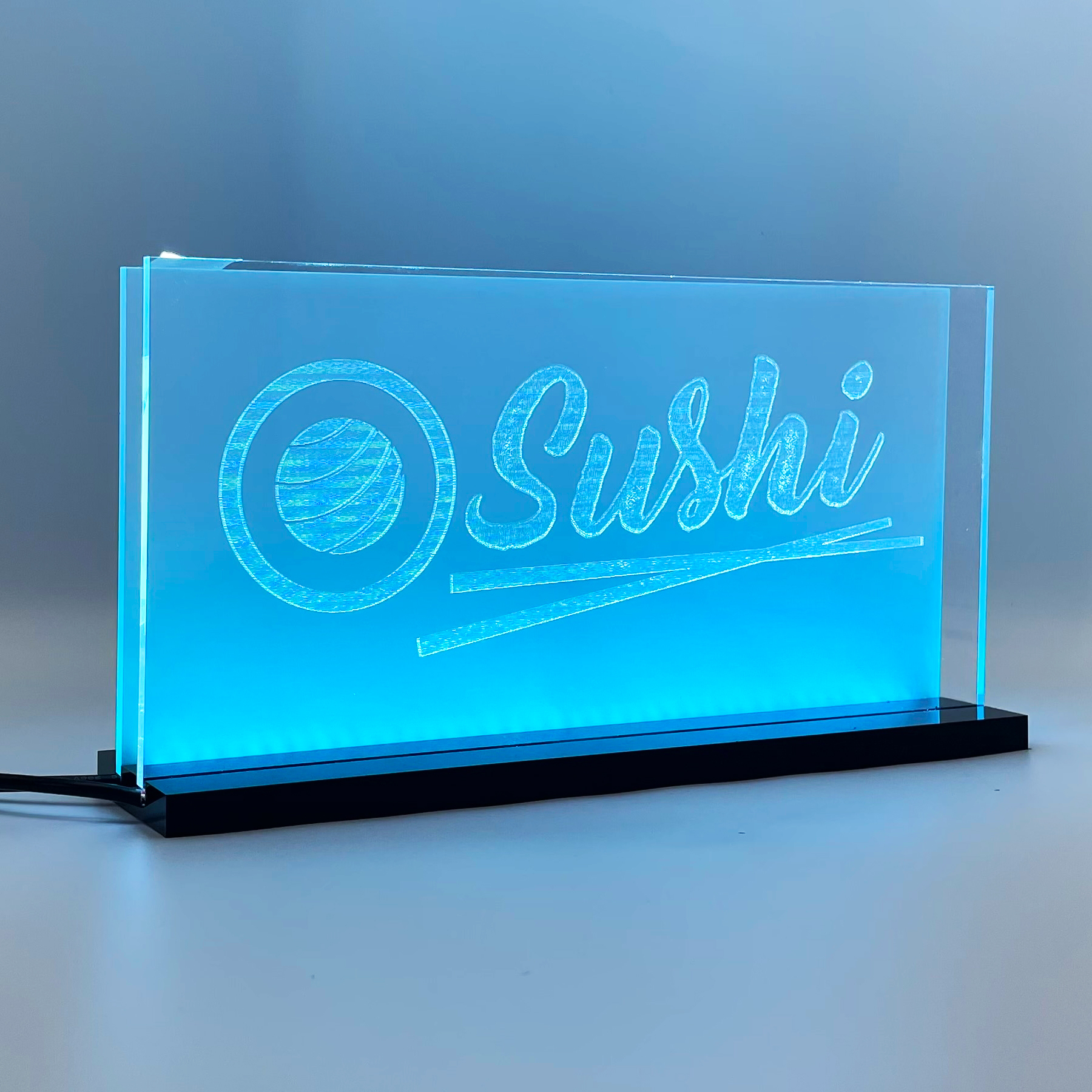 Enseigne LED Sushi 2D+ Blanc Bleu glacial