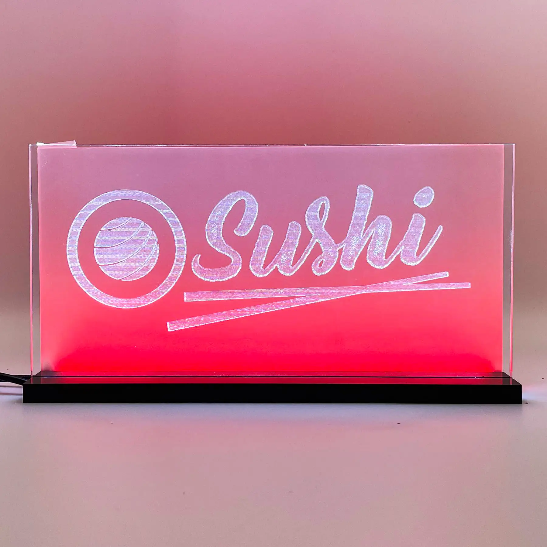 Enseigne LED Sushi 2D+ Blanc Rouge