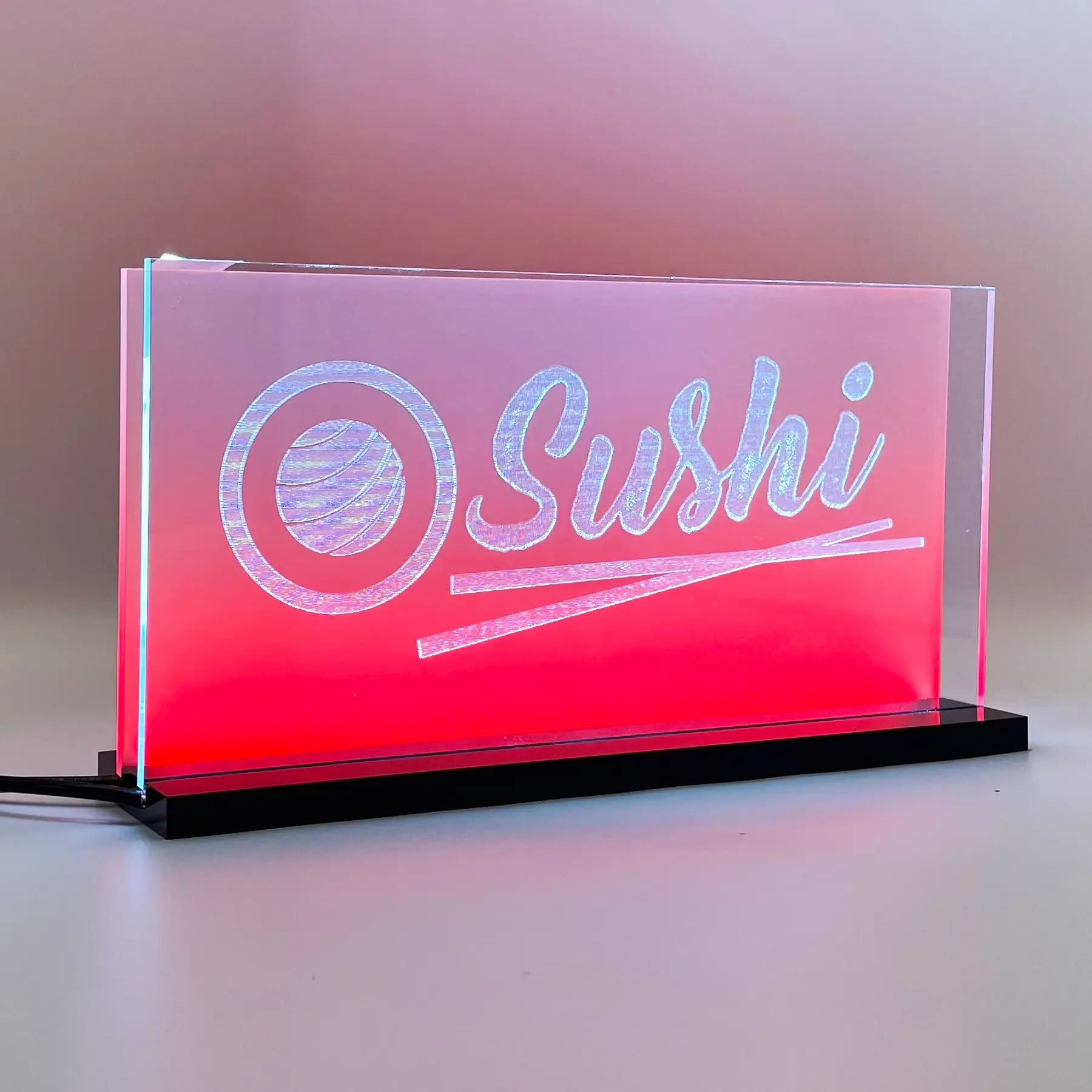 Enseigne LED Sushi 2D+ Blanc Rouge