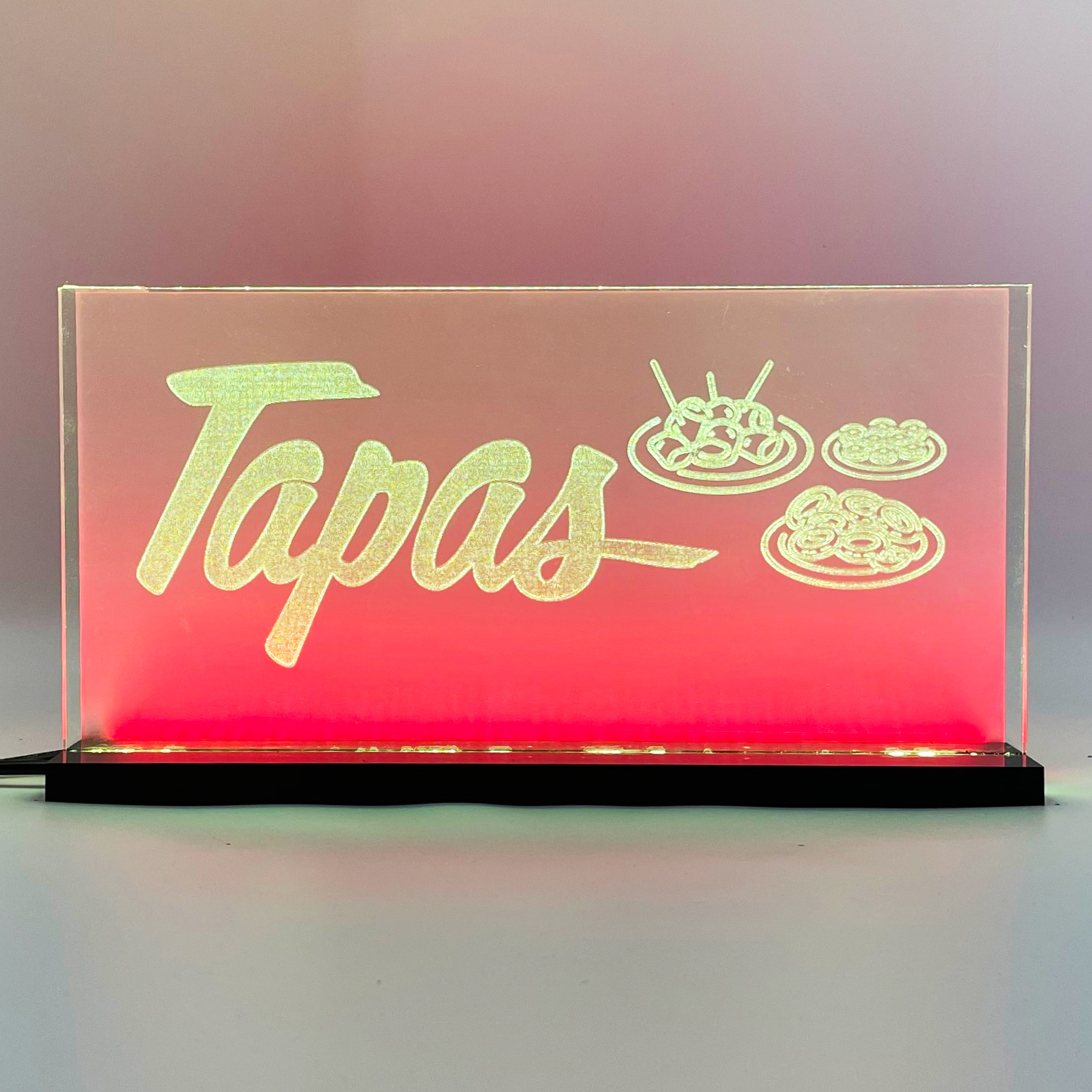 Signalétique lumineuse LED Tapas 2D+ Jaune Rouge