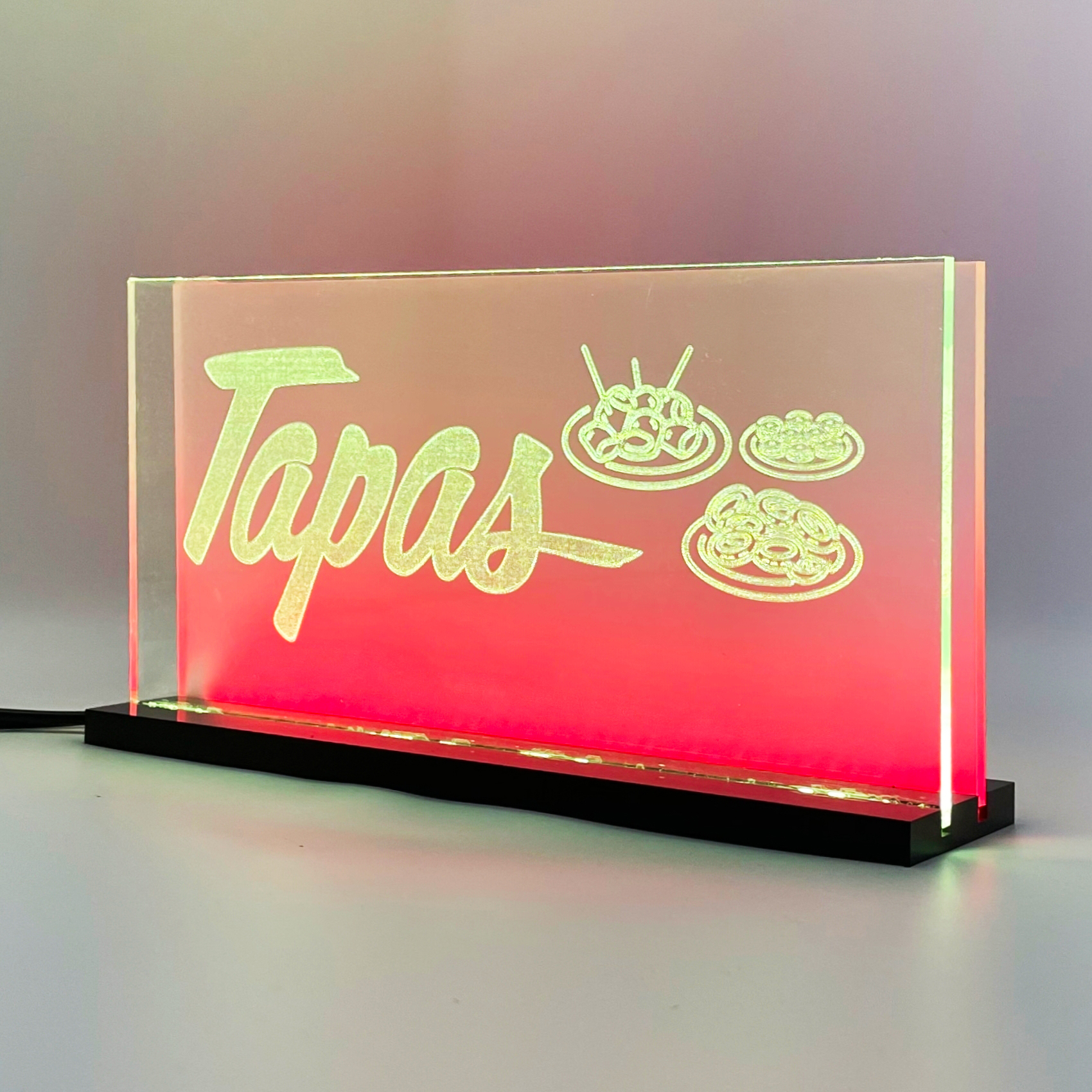 Signalétique lumineuse LED Tapas 2D+ Jaune Rouge