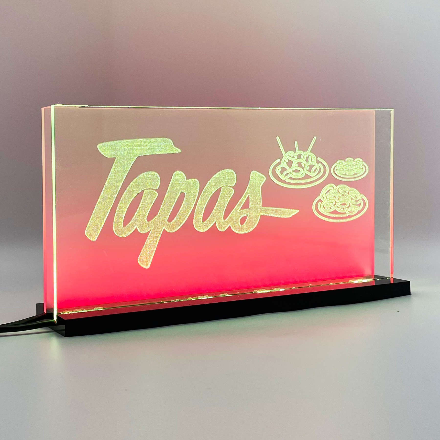 Signalétique lumineuse LED Tapas 2D+ Jaune Rouge
